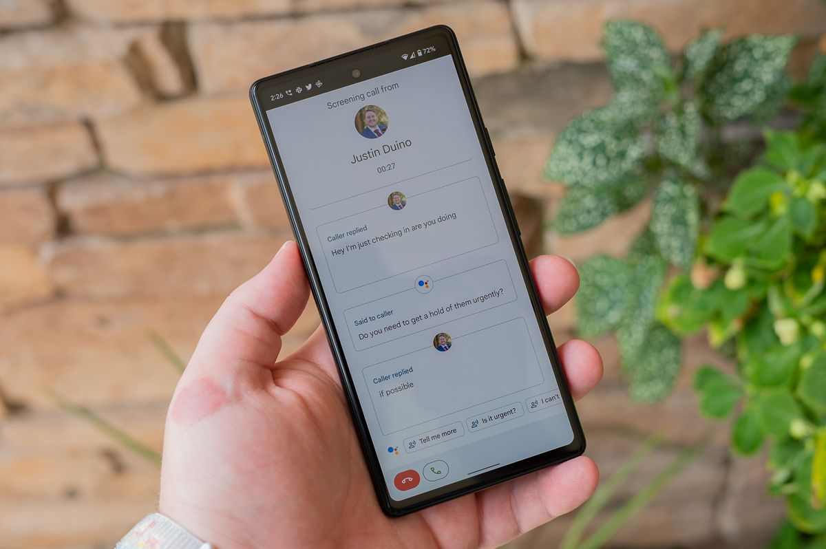 Call Screening Google Assistant feature running on the Google Pixel 6a