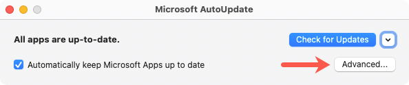 Check for Updates Advanced options on Mac