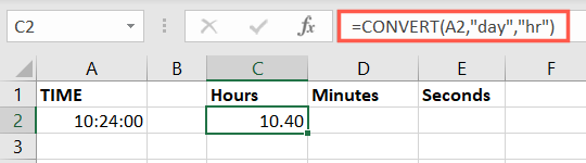 CONVERT function formula for hours