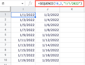SEQUENCE formula for dates