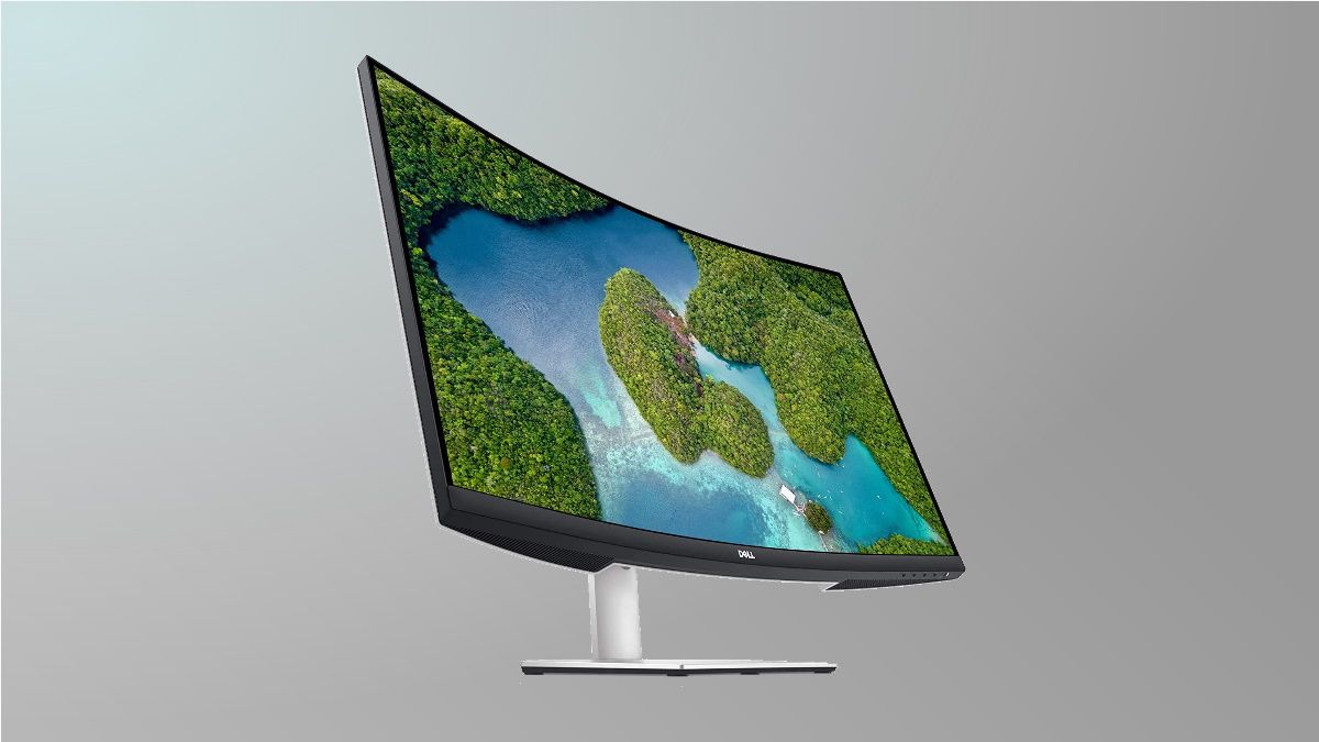 Dell S3221QS on grey background