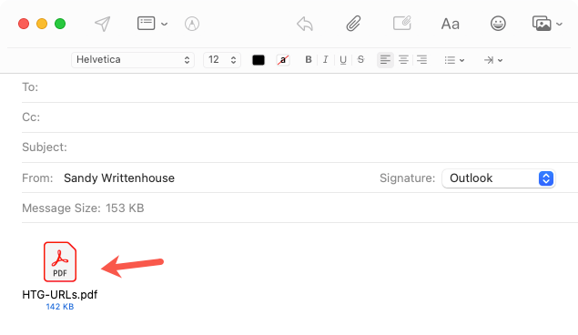 Apple Mail email with a PDF attached