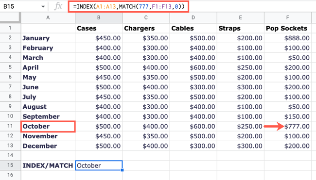 How To Use INDEX And MATCH In Google Sheets