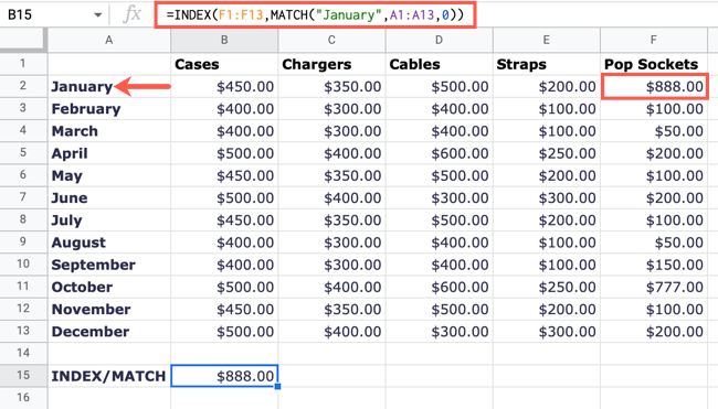 How To Use INDEX And MATCH In Google Sheets