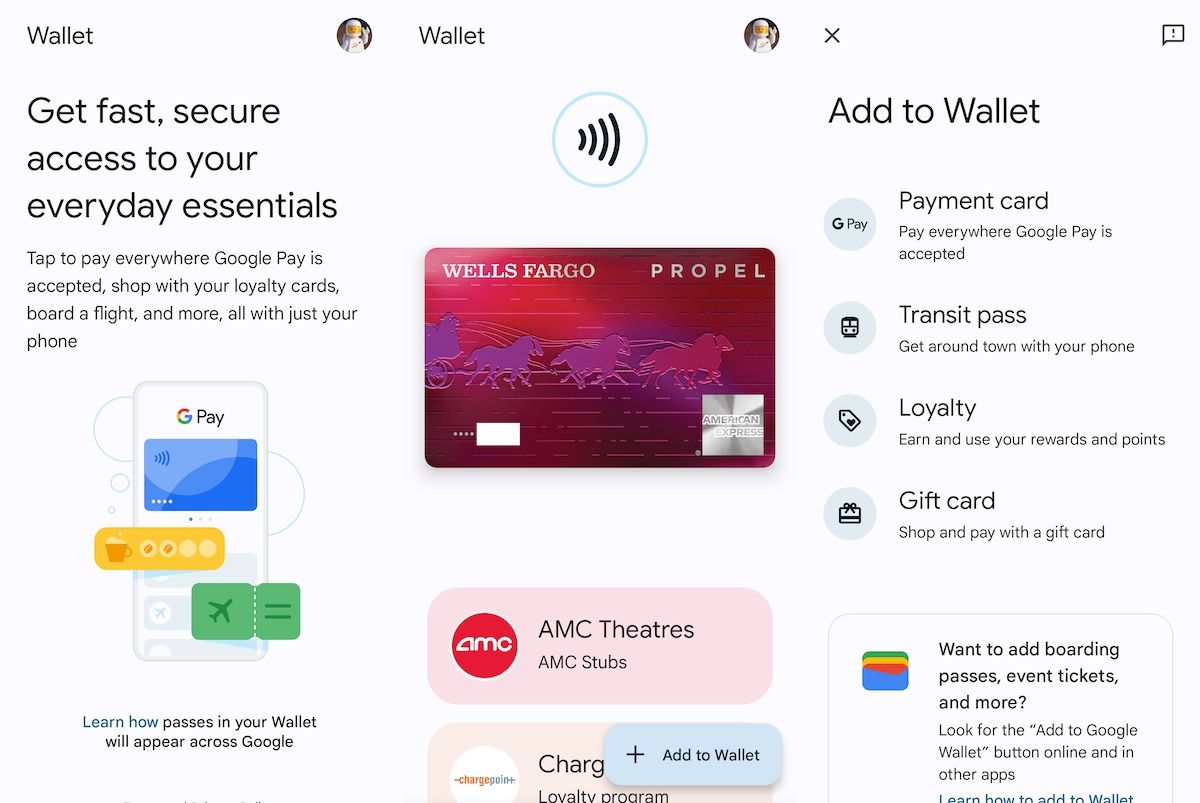 Google Wallet screenshots