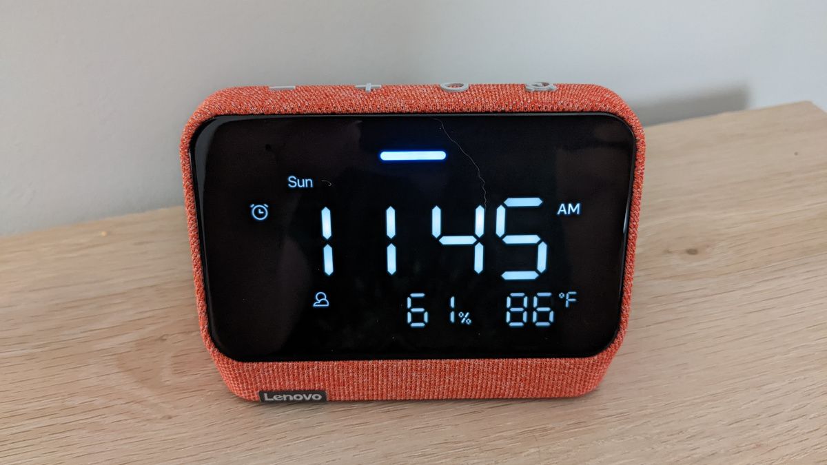 Lenovo Smart Clock Displaying Time And Weather