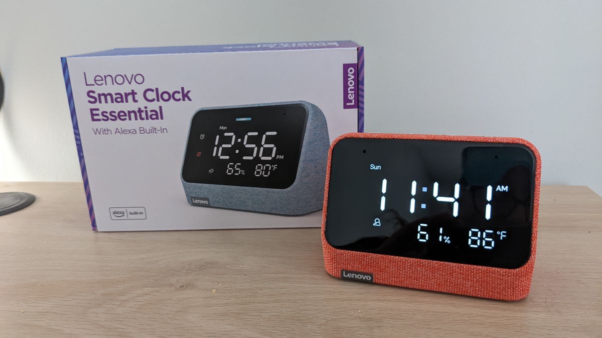 Lenovo Smart Clock On Desk With Box