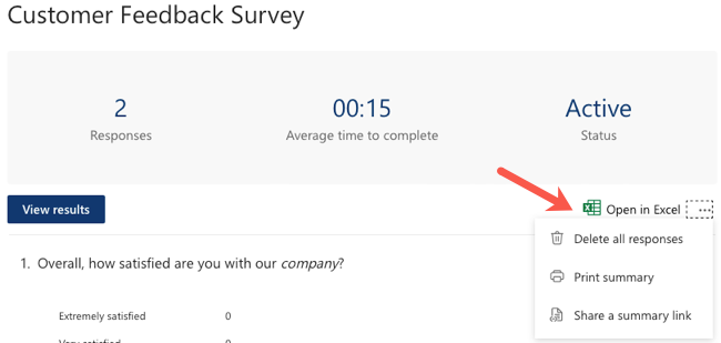 Microsoft Forms response options