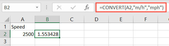 Formula to convert meters per hour to miles per hour