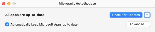 Check for Updates without checkbox on Mac