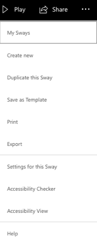 Sway options menu