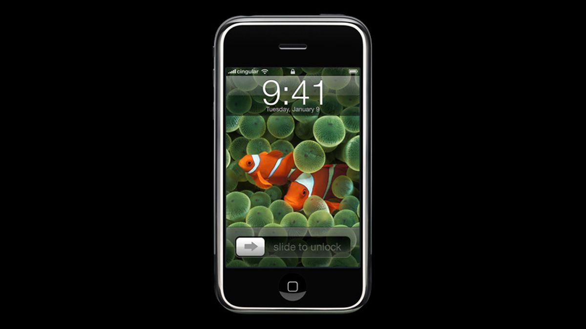 Original iPhone with fish wallpaper