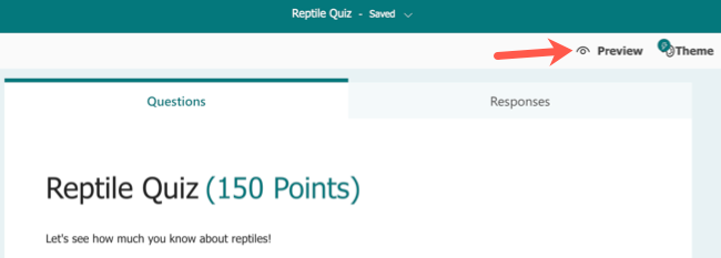 Preview button in Microsoft Forms