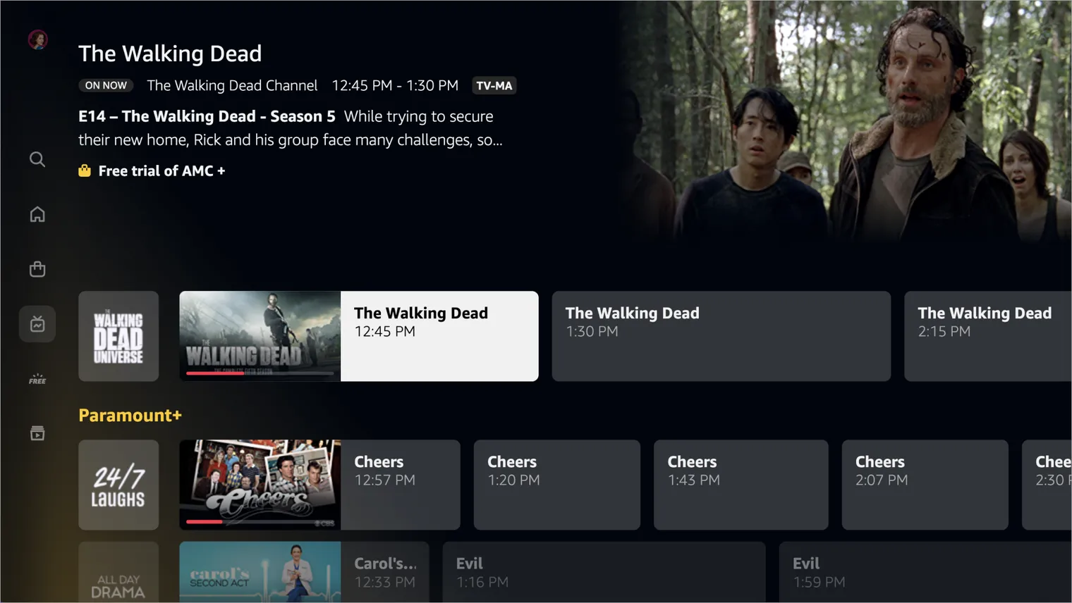 Live TV screenshot in Prime Video