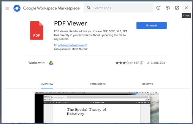 App's product page in the Google Workspace Marketplace
