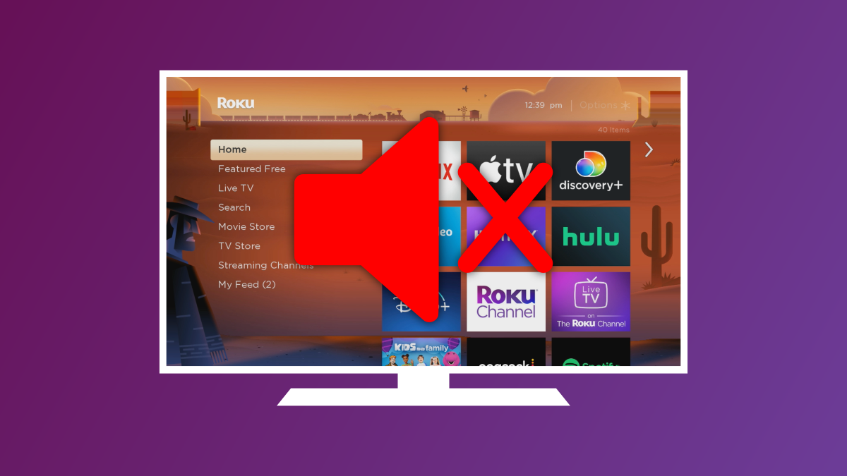 Roku with mute icon.