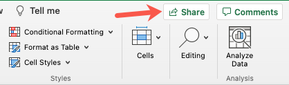 Share button in Excel