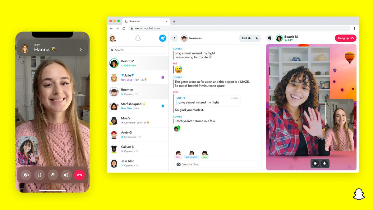 Snapchat desktop web app