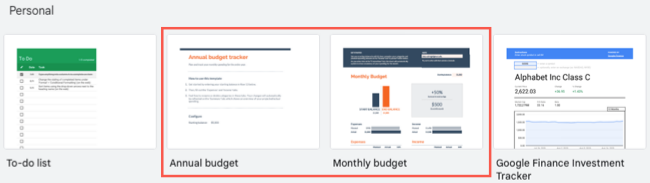 Google Sheets budget templates