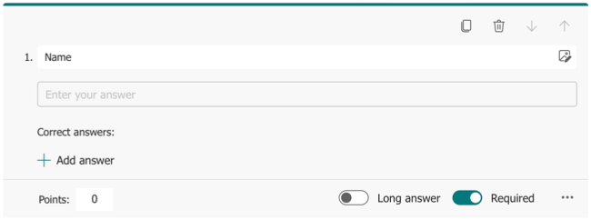 Text question in Microsoft Forms