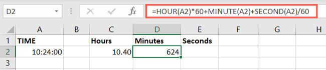Time function formula for minutes