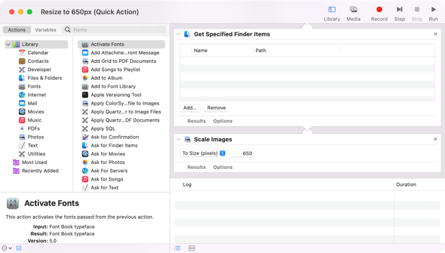 Creating a Quick Action in Automator for Mac