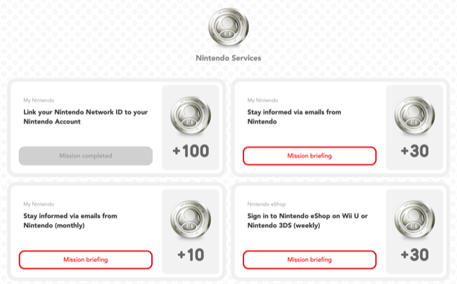 My Nintendo missions for Platinum Points