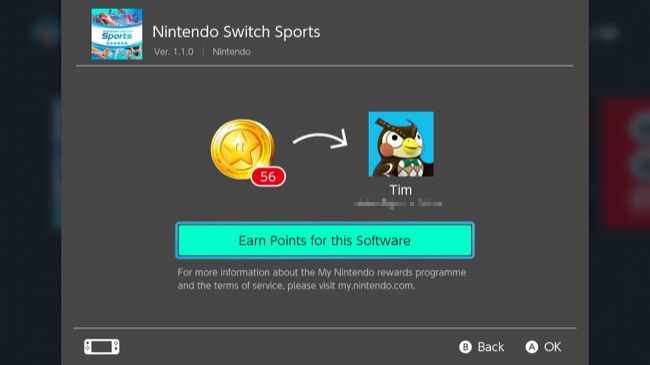 Confirm to earn Nintendo Points