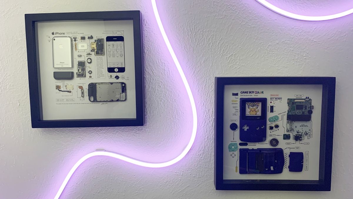 GRID Studio framed art on wall with Govee Neon Rope Lights in between