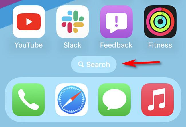 The home screen search button in iOS 16 and up.