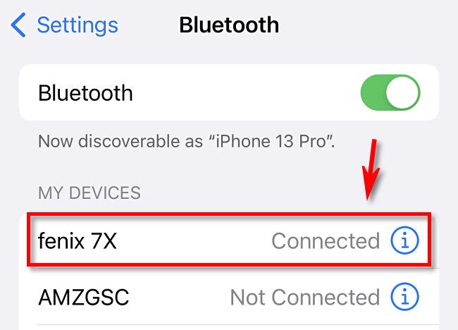 In Bluetooth settings, tap the name of the Bluetooth device you'd like to silence.