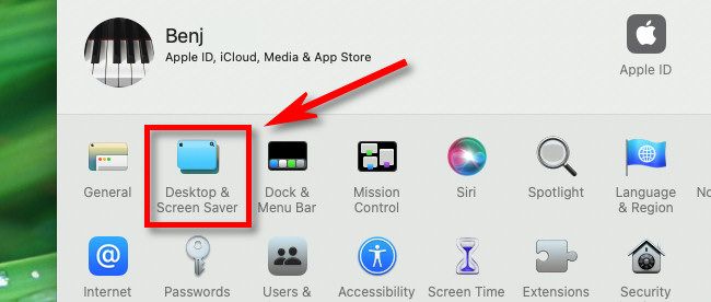 In System Preferences, click &ldquo;Desktop &amp; Screen Saver.&quot;