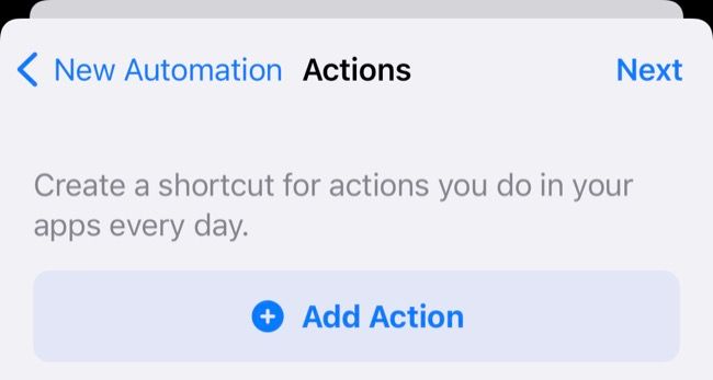 Add Action to Shortcuts Automation