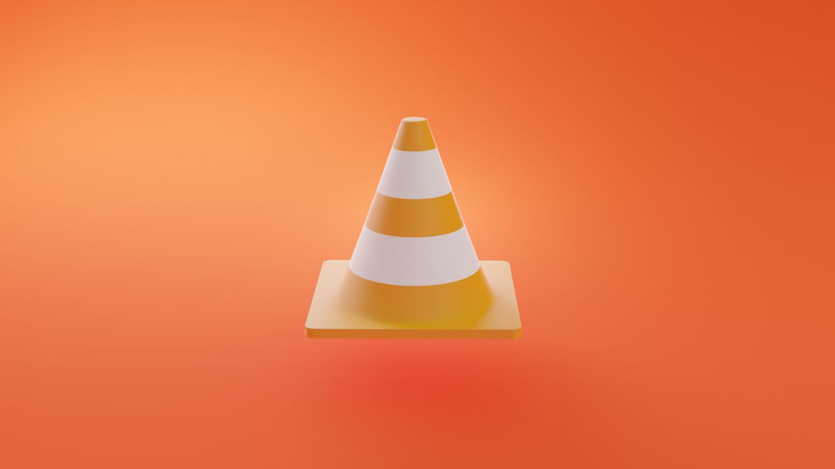 A traffic cone resembling the VLC media player icon.