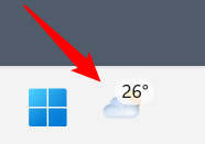 The Widgets Icon displays weather now.