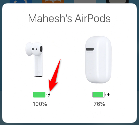 Check AirPods' charging status on an iPhone.
