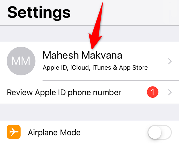 Select the iCloud name at the top.