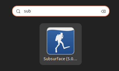 The Subsurface icon in the GNOME activities search results
