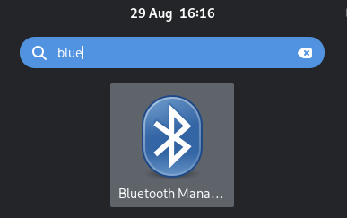 The Blueman icon in the GNOME activities view