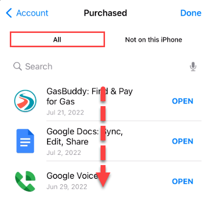 Scroll to the bottom of the &ldquo;All&rdquo; tab.