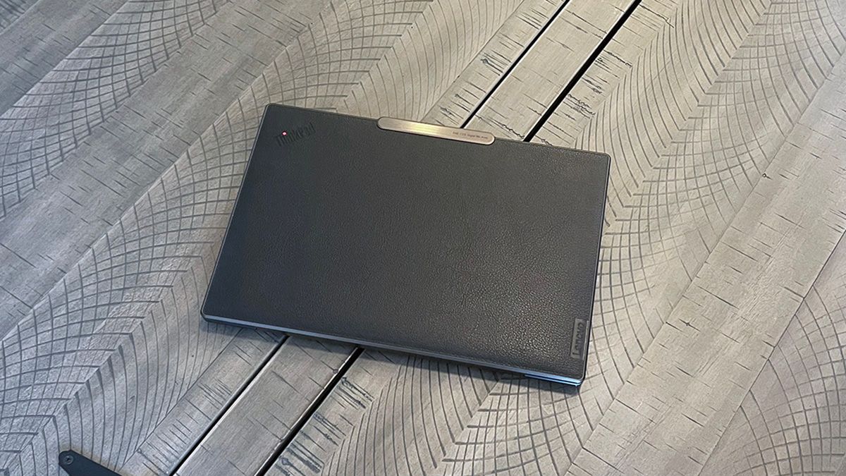 Closed Lenovo ThinkPad Z13 Gen 1 Touchscreen Notebook on a table top