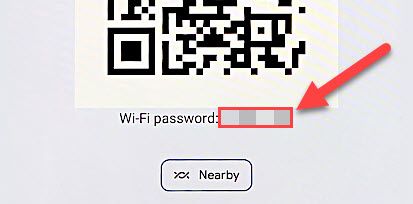 Wi-Fi password listed under QR code.
