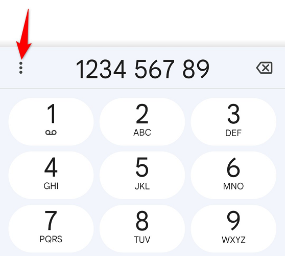 Type the main phone number and tap the three dots.