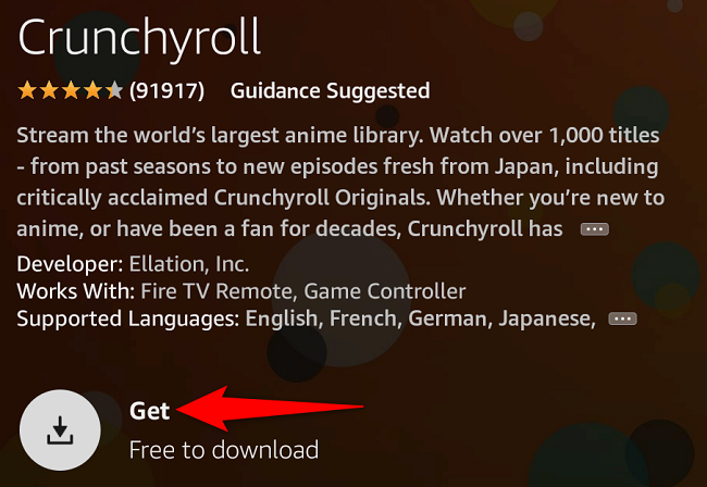 Select &ldquo;Get.&quot;