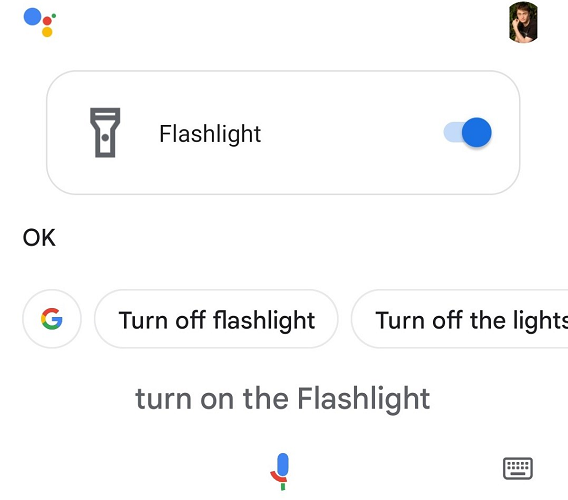 Turn on the flashlight with Google Assistant.