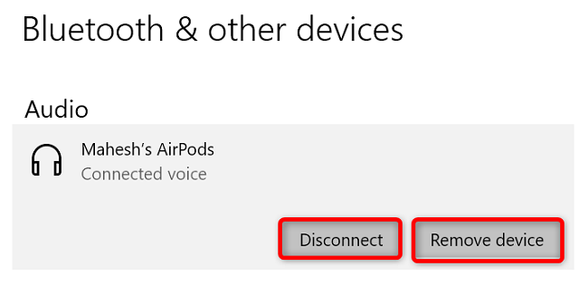 Disconnect or unpair AirPods on a Windows laptop.