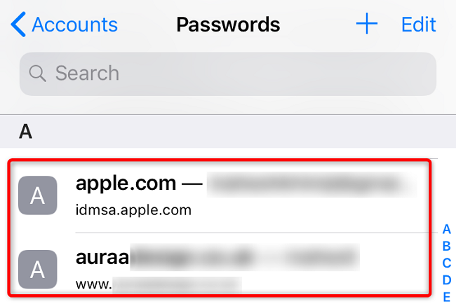 View iPhone's saved passwords.