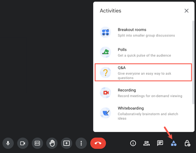 Q&amp;A in the Activities list