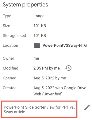 Description added and saved in Google Drive
