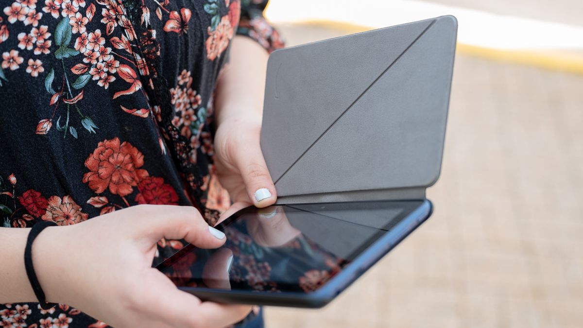 Amazon Fire 7 (2022) tablet in a carrying case